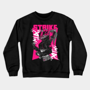 Strike Biker Girl Futuristic Samurai Katana Helmet Crewneck Sweatshirt